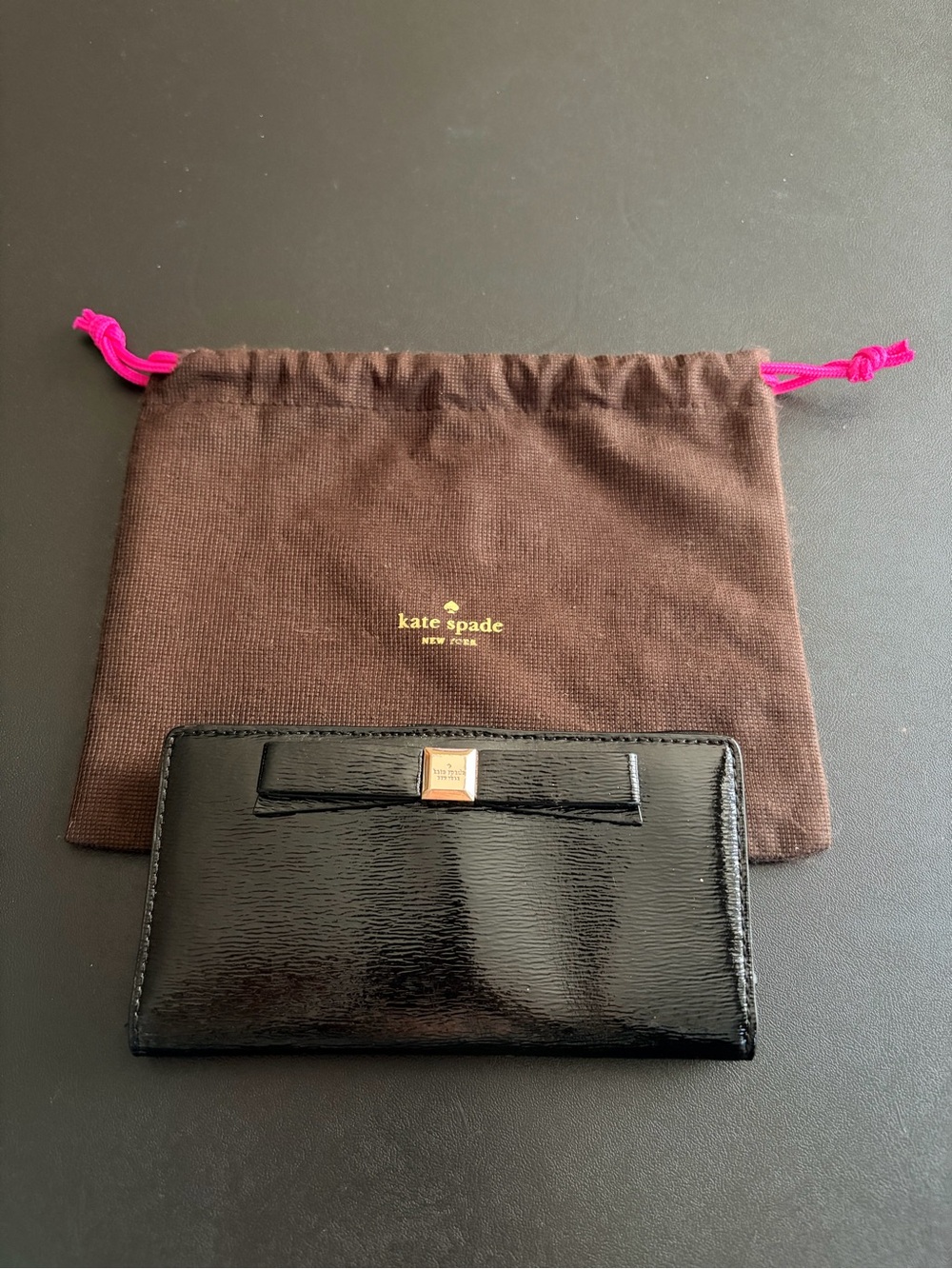 Kate Spade Beacon Court Stacy Bifold Wallet - Black Patent Leather w/ Dust Bag